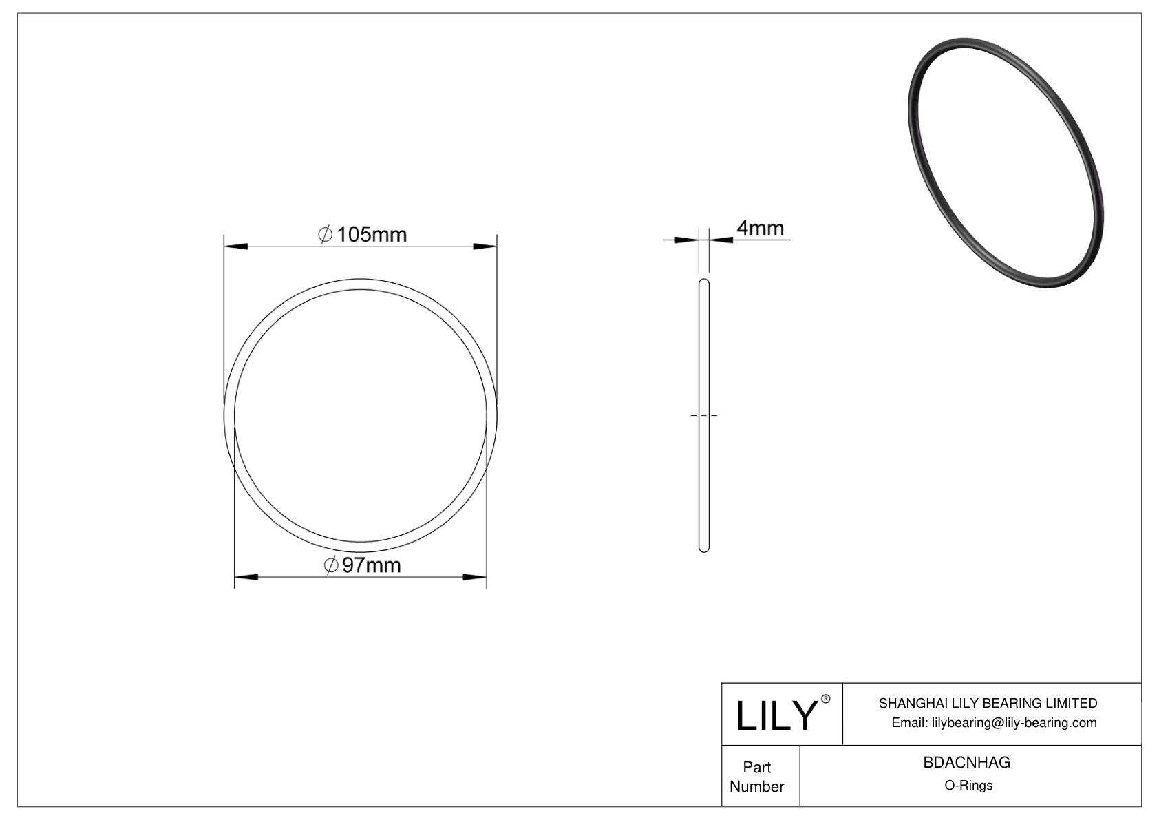 BDACNHAG Oil Resistant O-Rings Round cad drawing