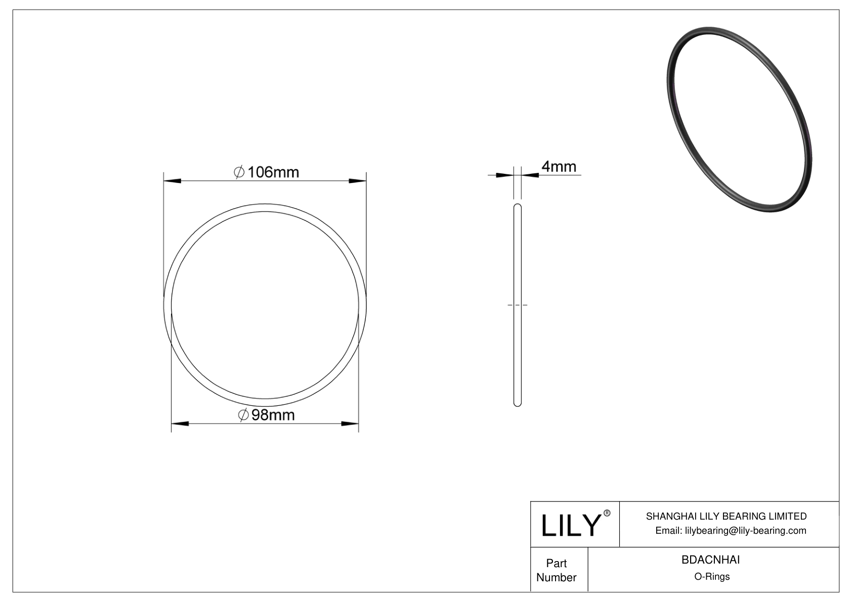 BDACNHAI Oil Resistant O-Rings Round cad drawing