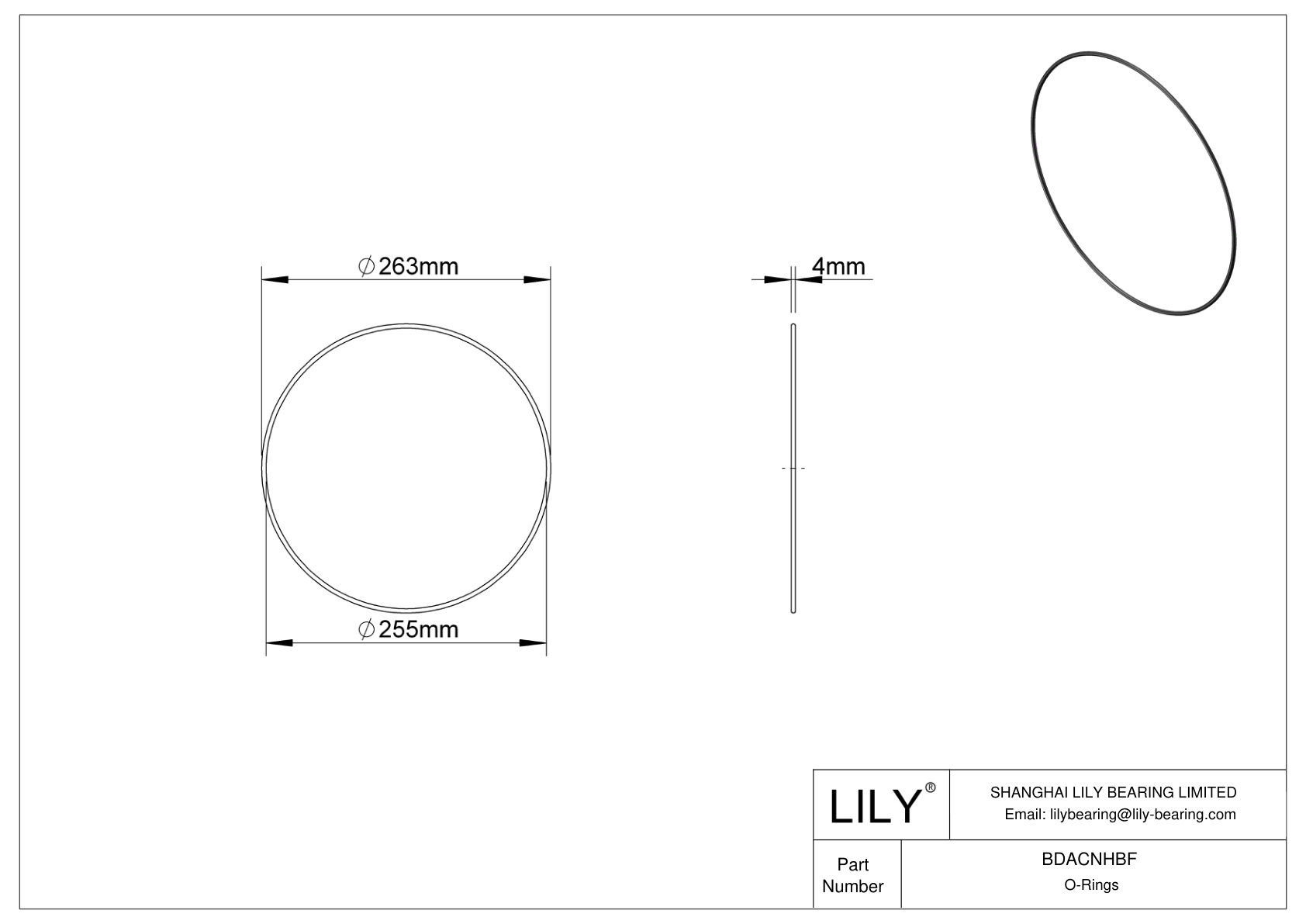 BDACNHBF Oil Resistant O-Rings Round cad drawing