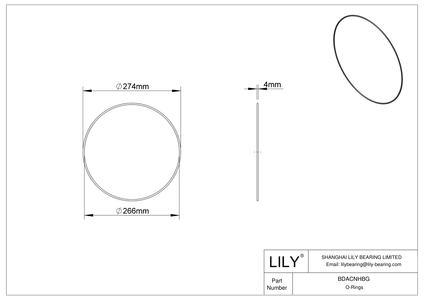 BDACNHBG Oil Resistant O-Rings Round cad drawing