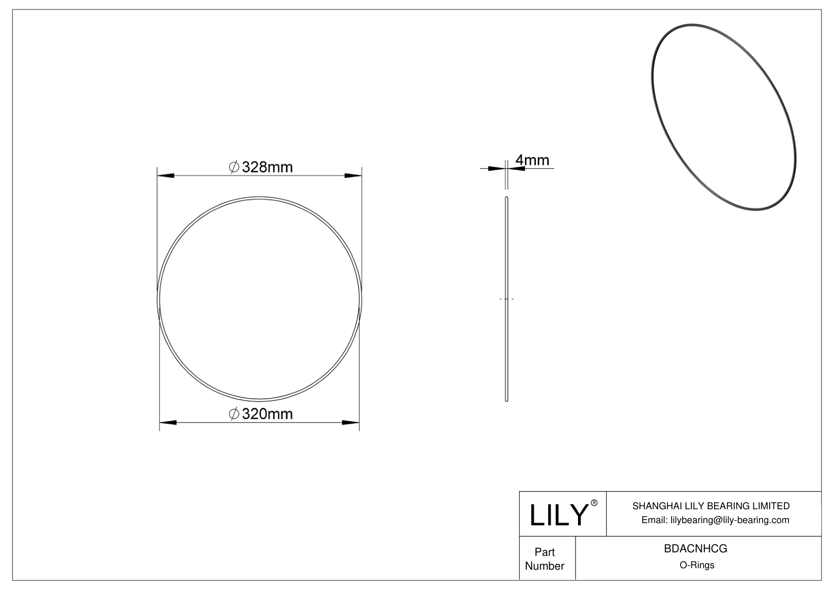 BDACNHCG Oil Resistant O-Rings Round cad drawing