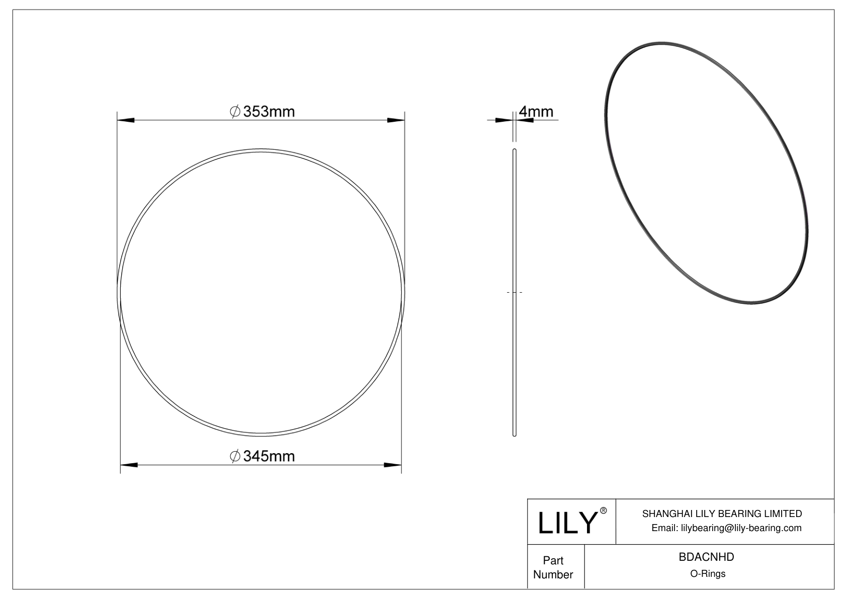 BDACNHD Oil Resistant O-Rings Round cad drawing