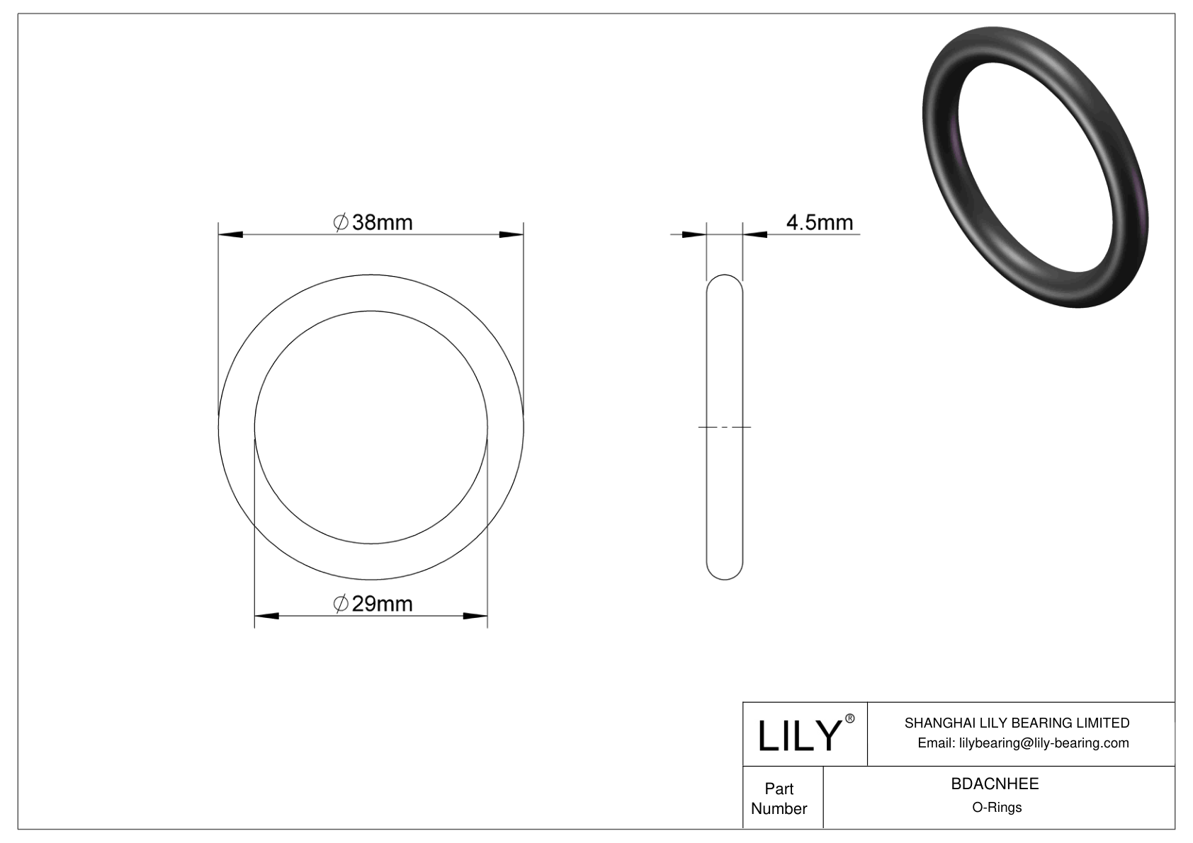 BDACNHEE Oil Resistant O-Rings Round cad drawing