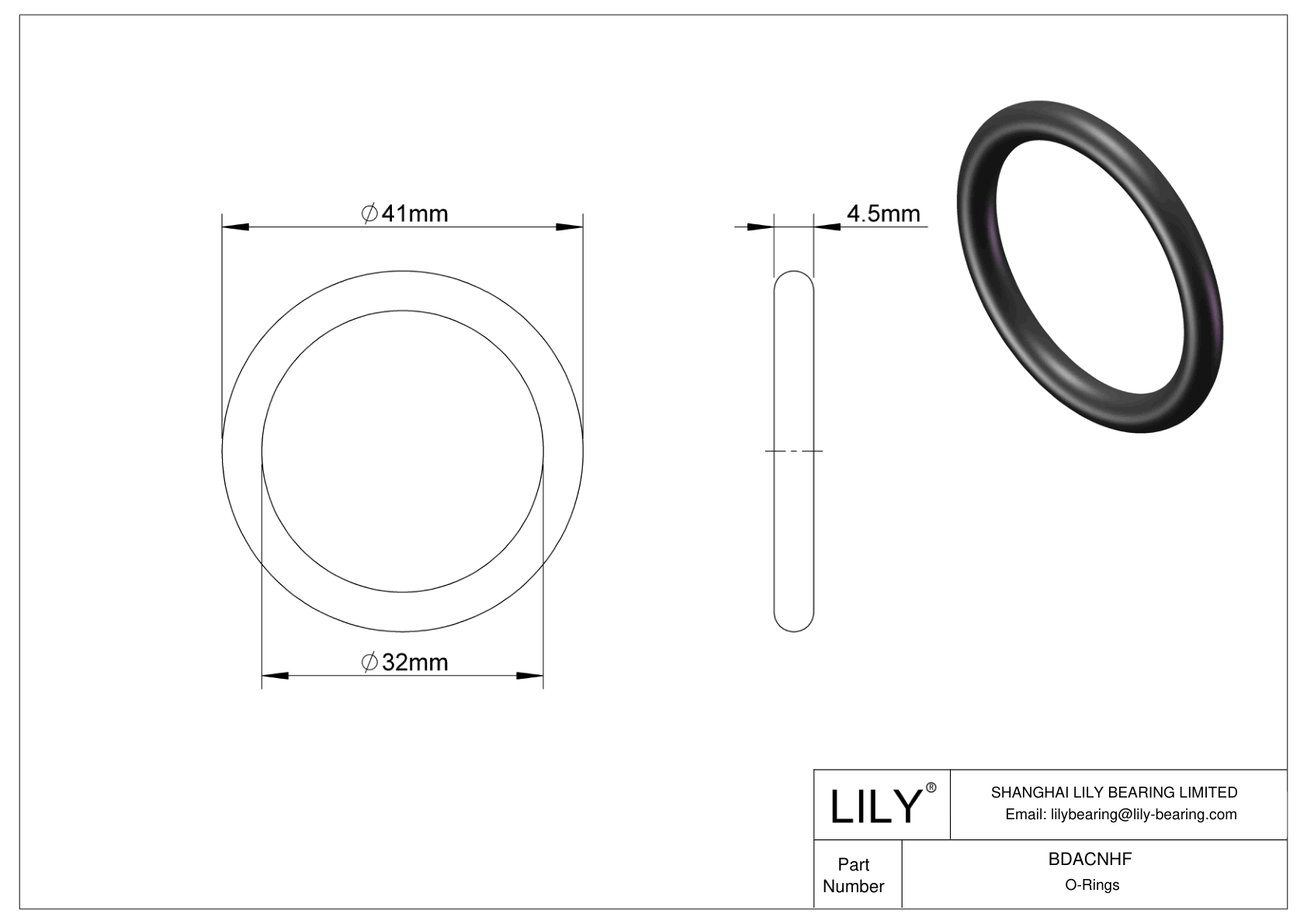 BDACNHF Oil Resistant O-Rings Round cad drawing