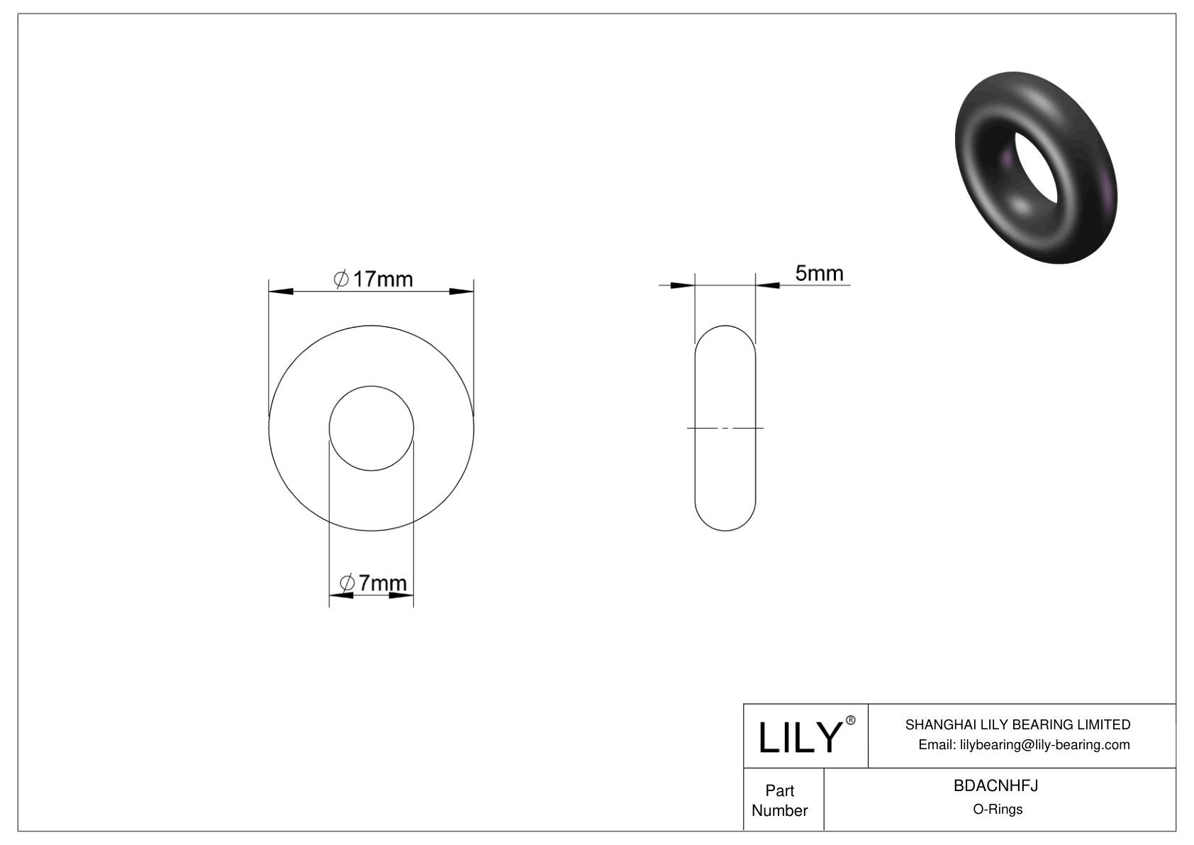 BDACNHFJ Oil Resistant O-Rings Round cad drawing