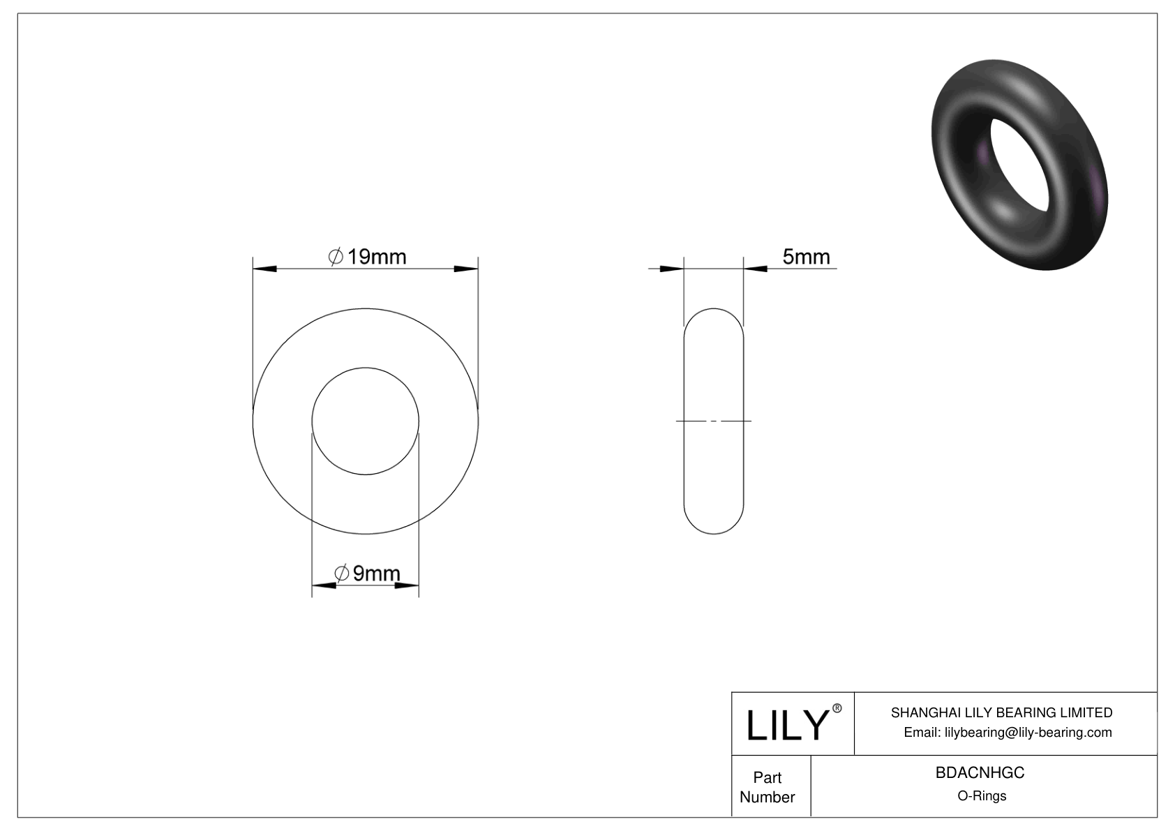 BDACNHGC Oil Resistant O-Rings Round cad drawing