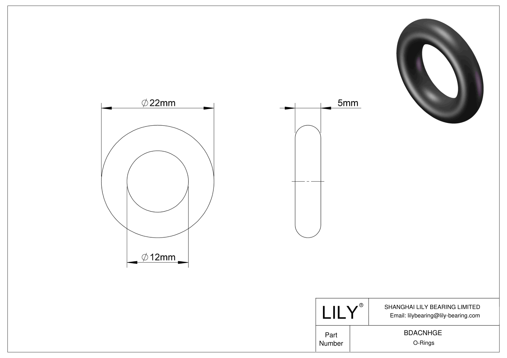 BDACNHGE Oil Resistant O-Rings Round cad drawing