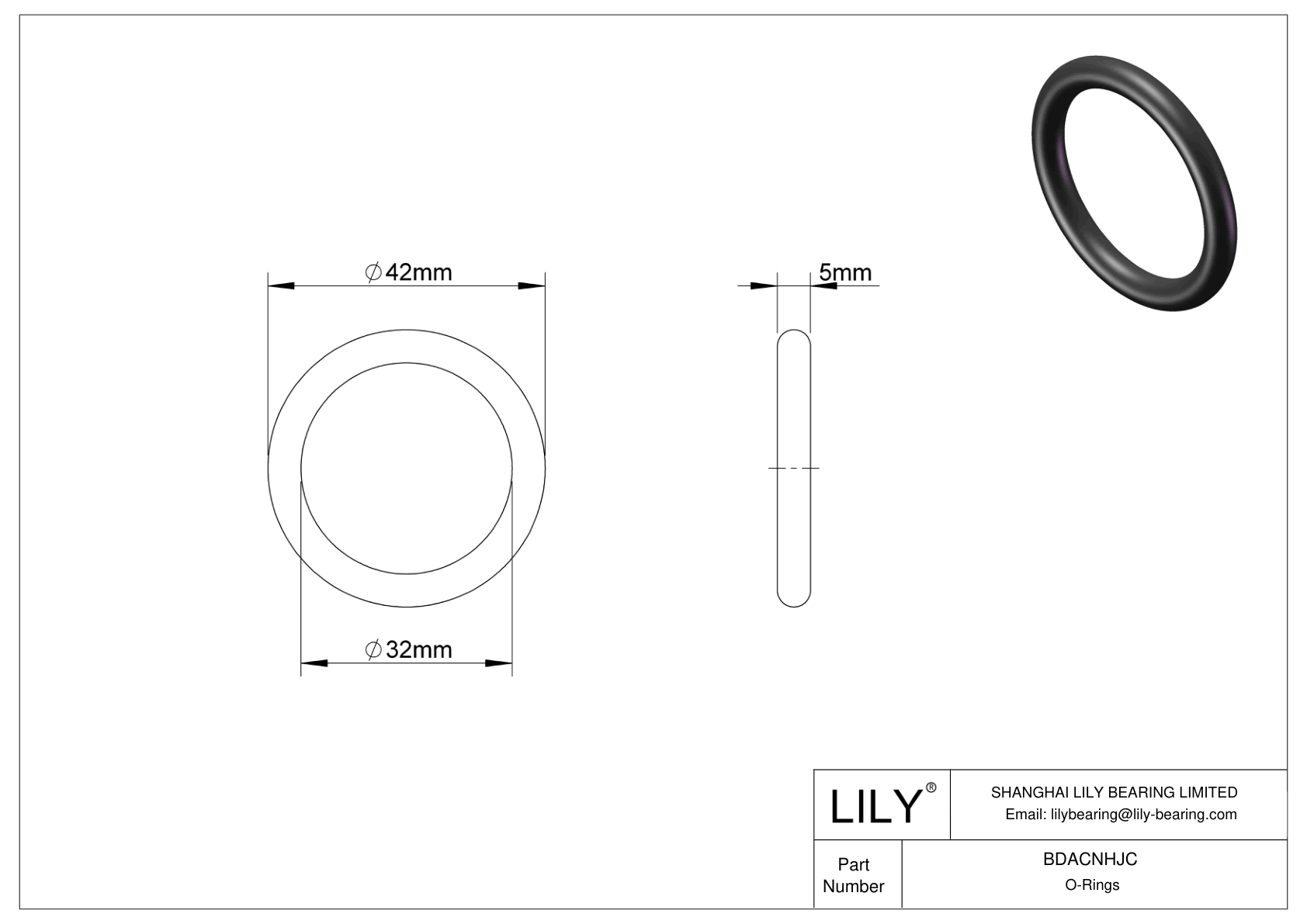 BDACNHJC Oil Resistant O-Rings Round cad drawing