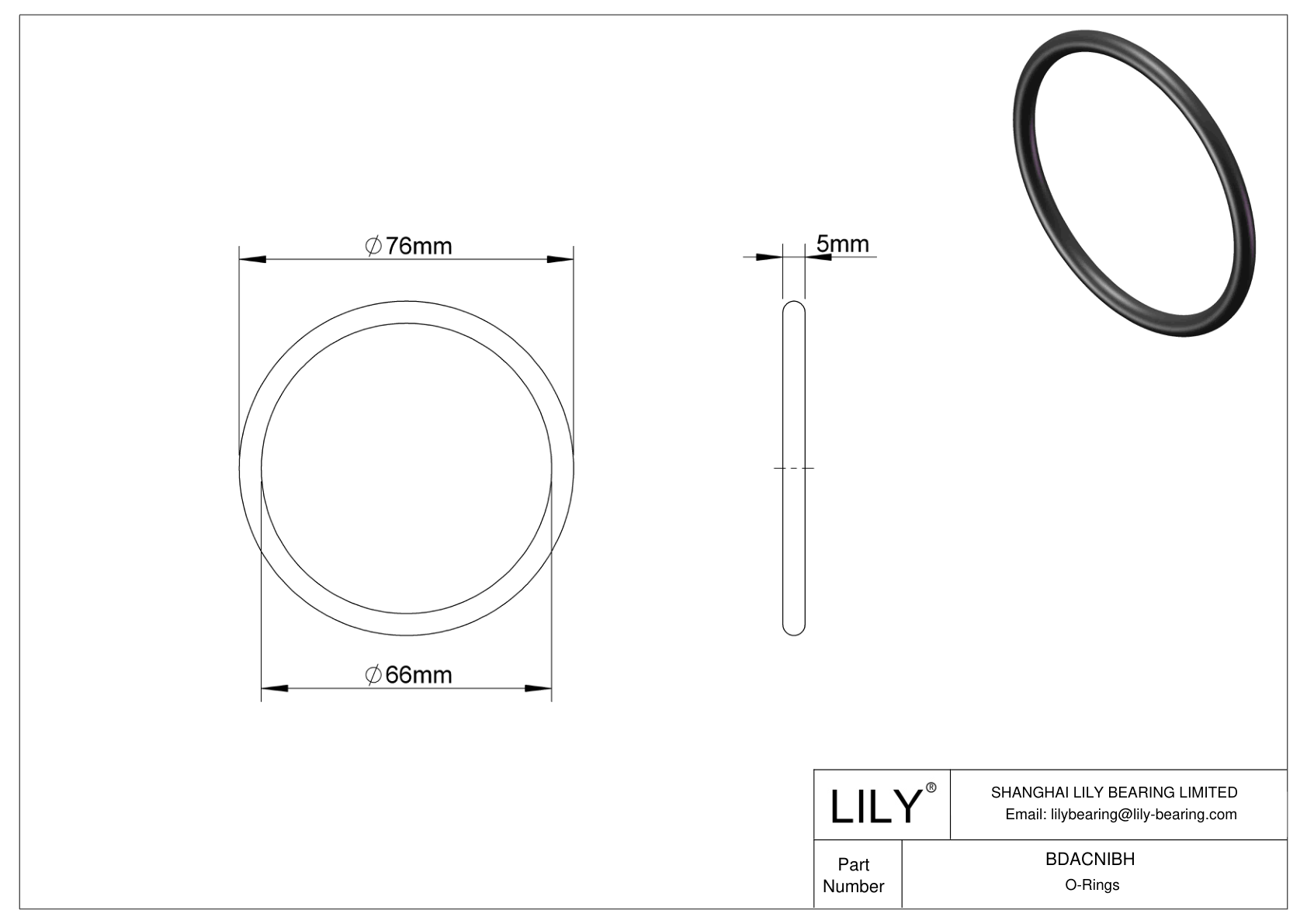 BDACNIBH Oil Resistant O-Rings Round cad drawing