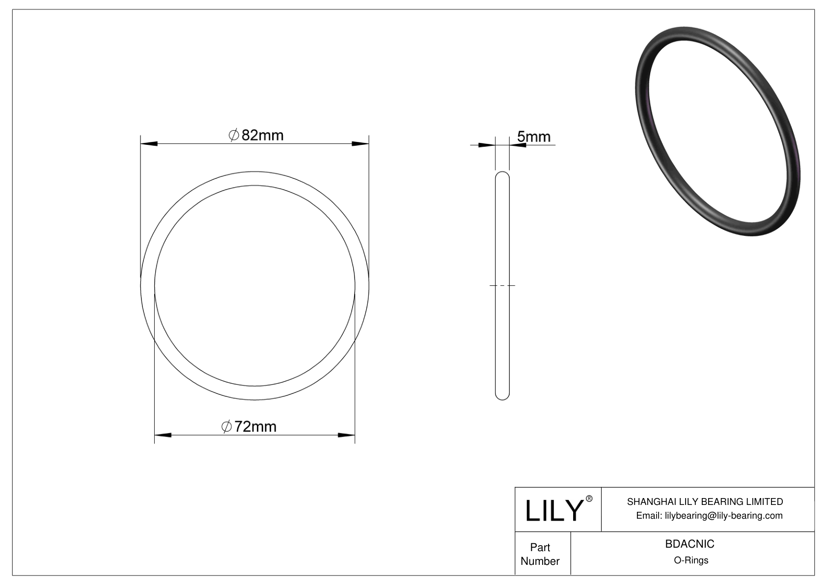 BDACNIC Oil Resistant O-Rings Round cad drawing