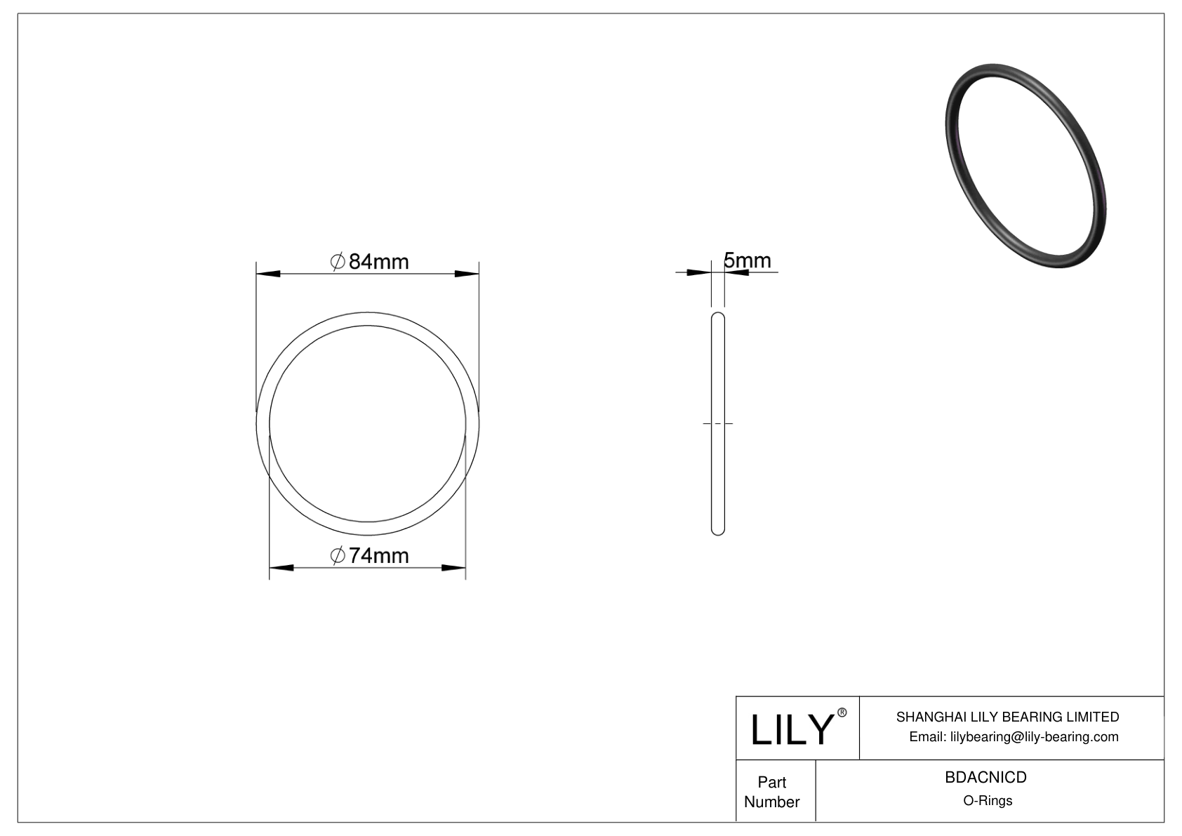 BDACNICD Oil Resistant O-Rings Round cad drawing