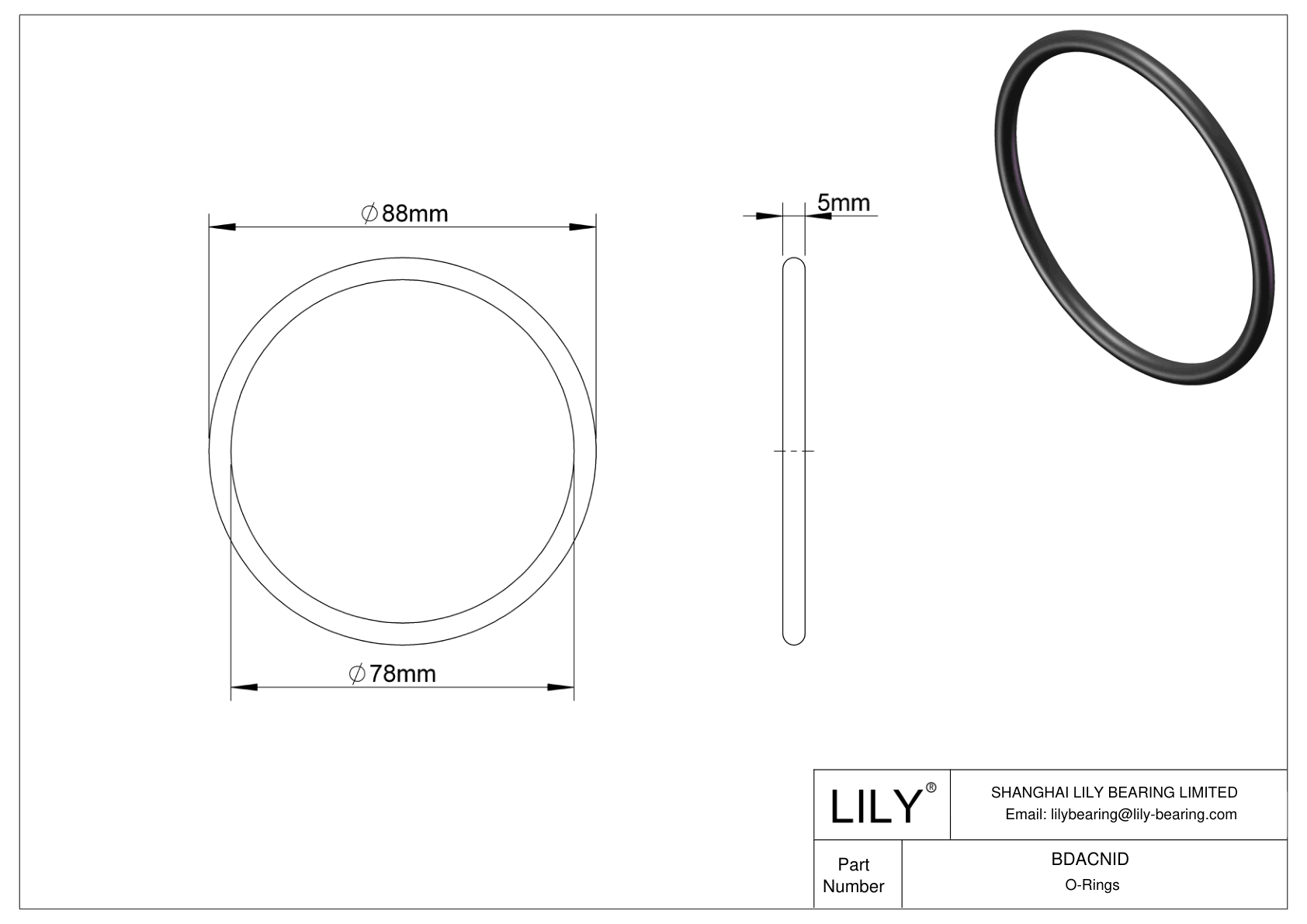 BDACNID Juntas tóricas redondas resistentes al aceite cad drawing