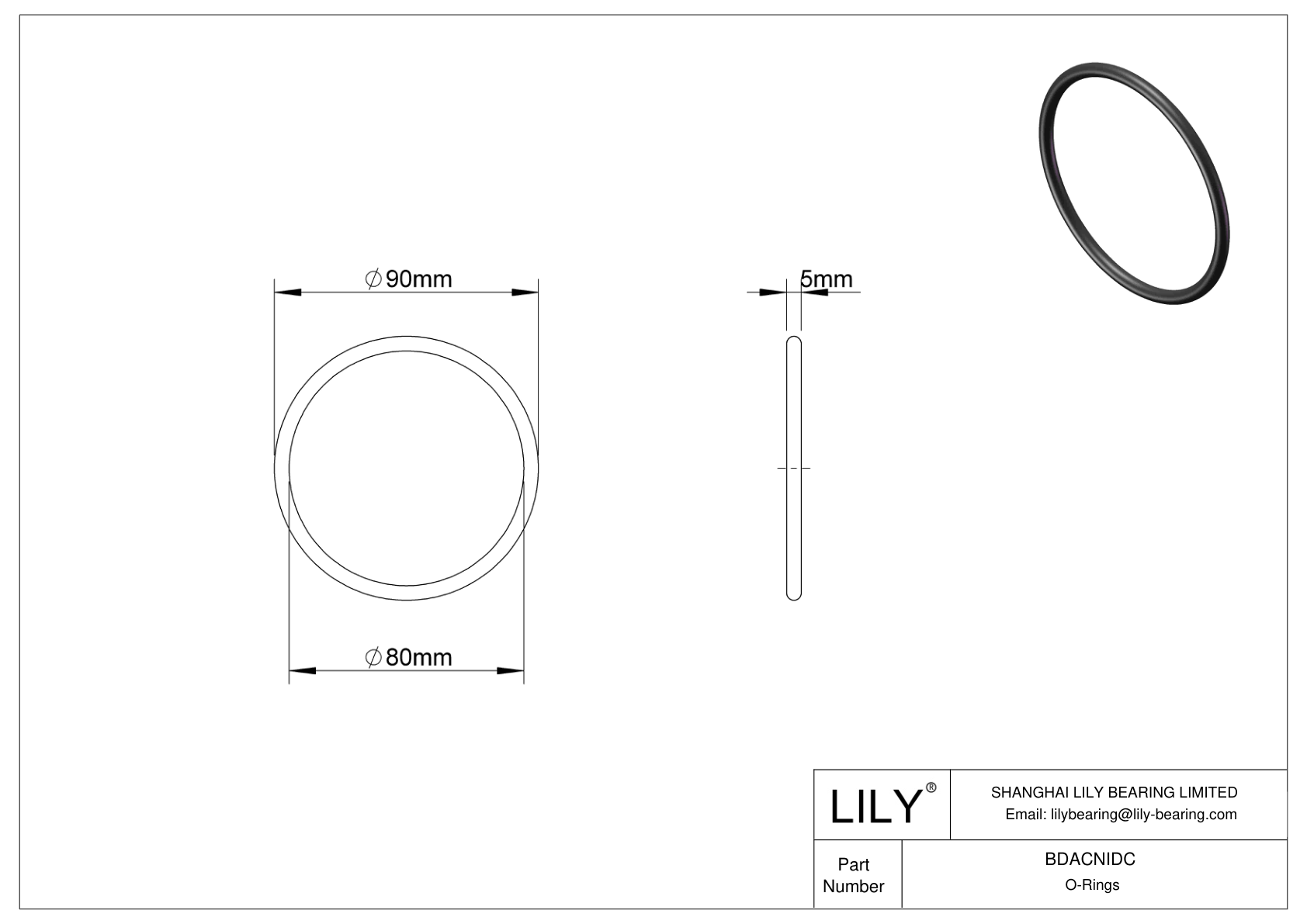 BDACNIDC Oil Resistant O-Rings Round cad drawing