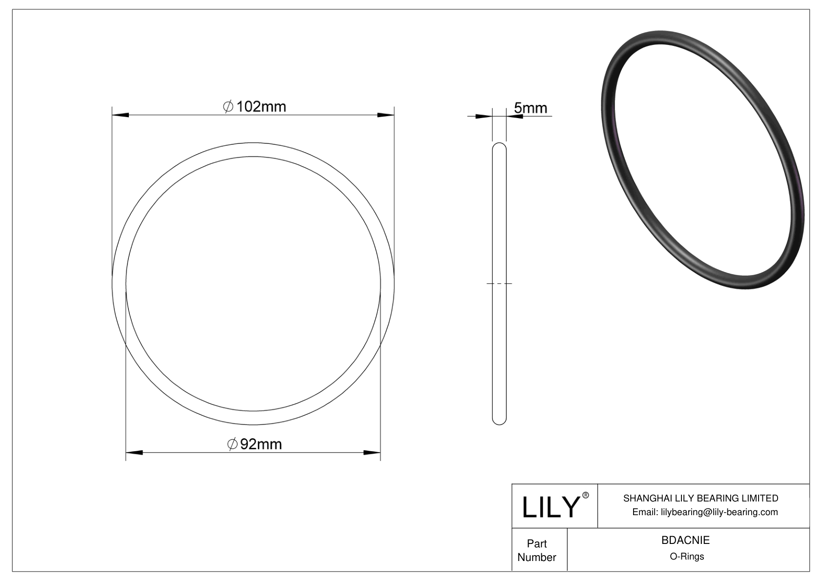 BDACNIE Oil Resistant O-Rings Round cad drawing