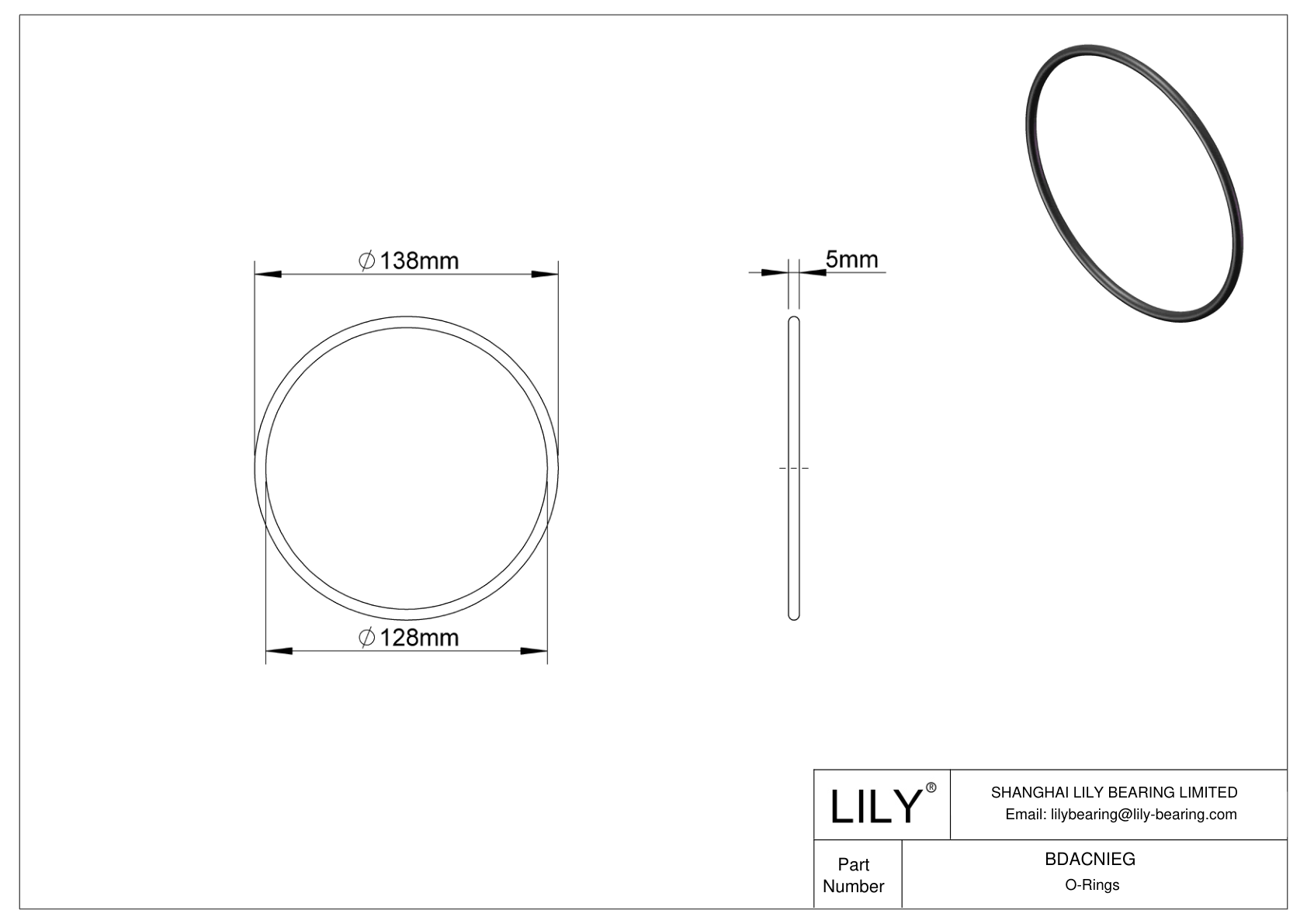 BDACNIEG Oil Resistant O-Rings Round cad drawing