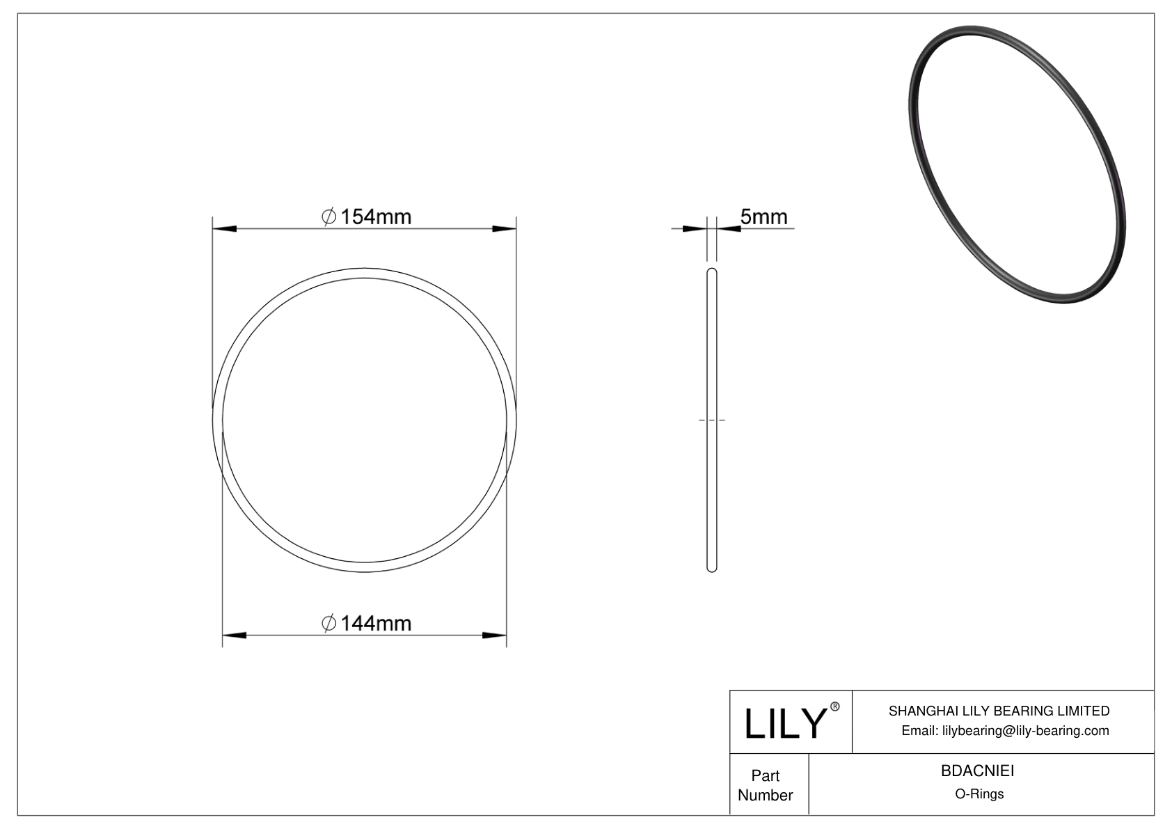 BDACNIEI Oil Resistant O-Rings Round cad drawing