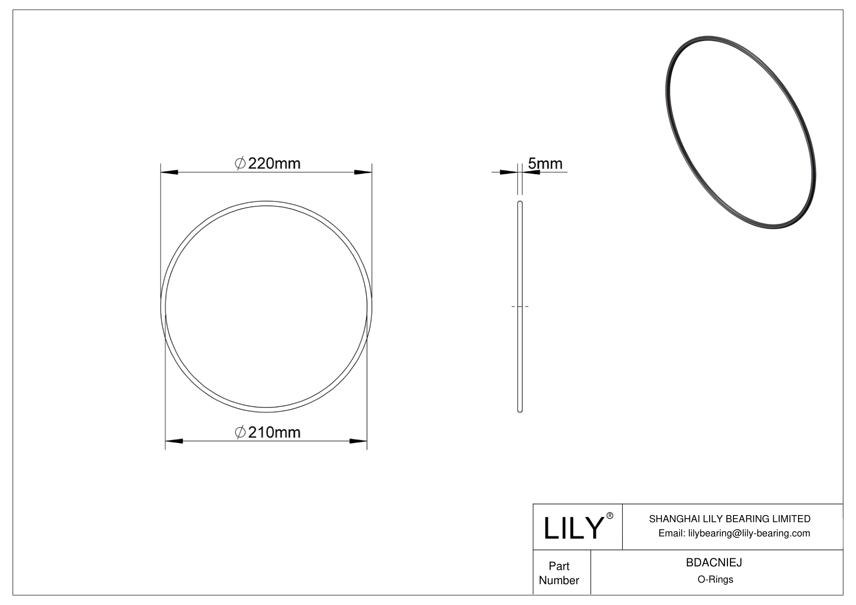 BDACNIEJ Oil Resistant O-Rings Round cad drawing