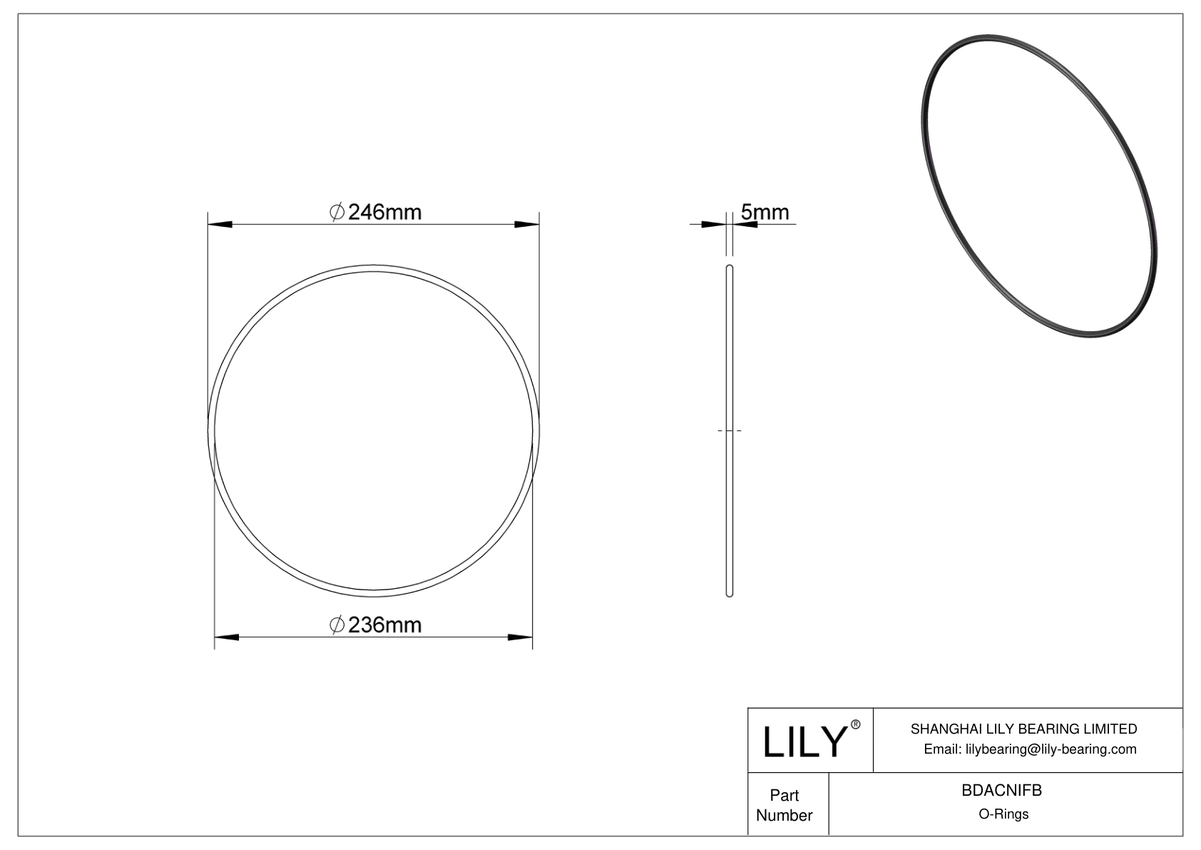 BDACNIFB Oil Resistant O-Rings Round cad drawing