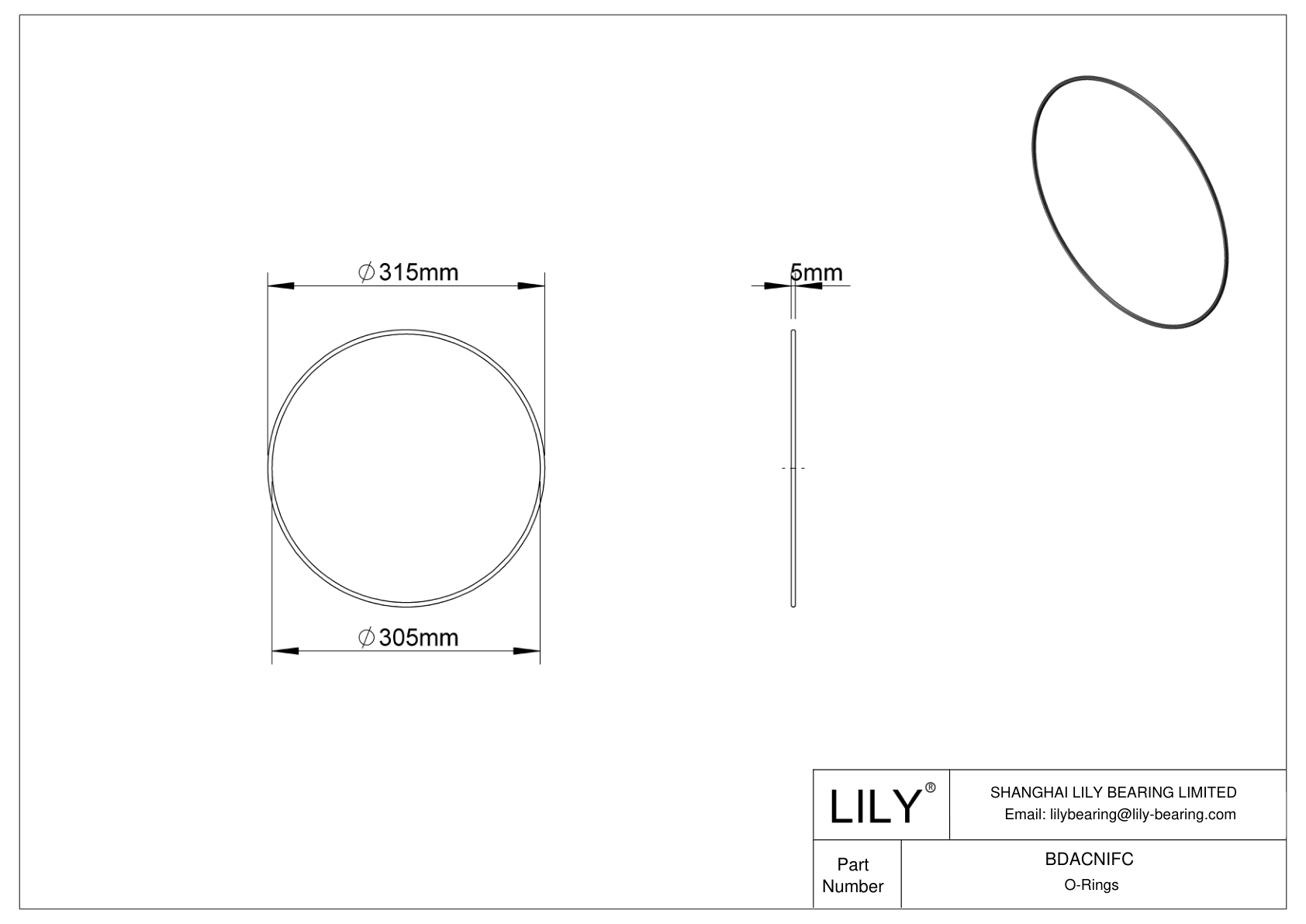 BDACNIFC Oil Resistant O-Rings Round cad drawing