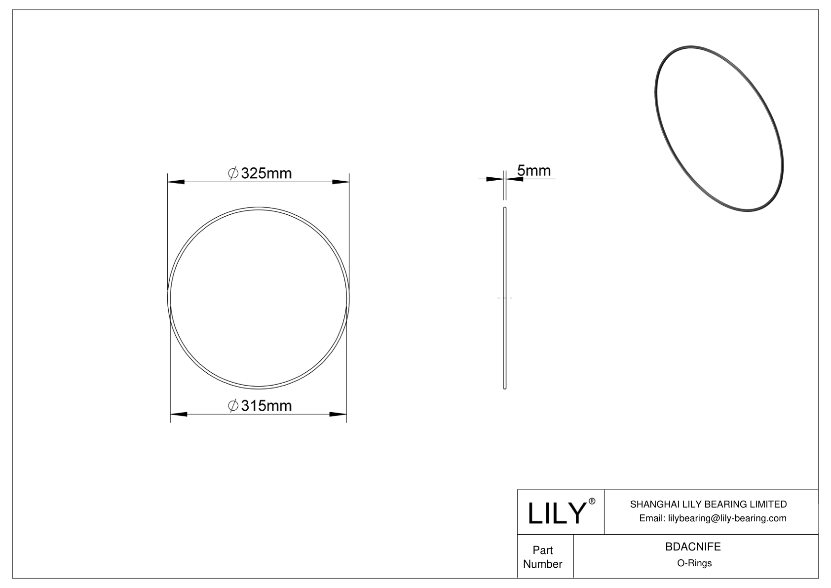 BDACNIFE Oil Resistant O-Rings Round cad drawing