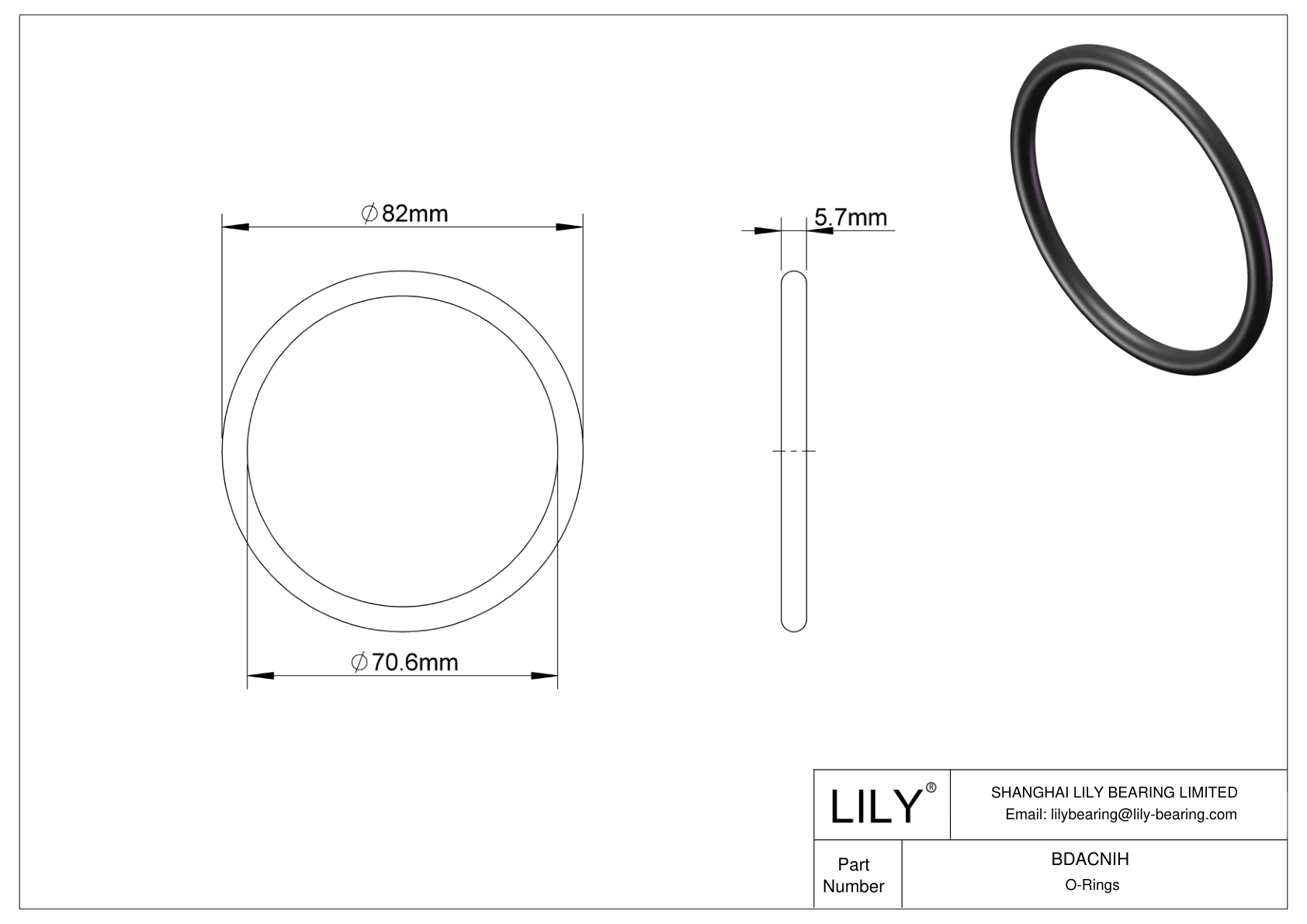 BDACNIH Oil Resistant O-Rings Round cad drawing