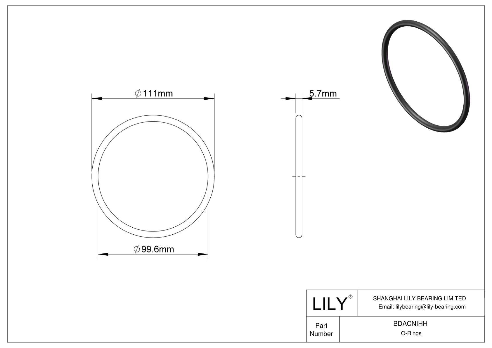 BDACNIHH Oil Resistant O-Rings Round cad drawing