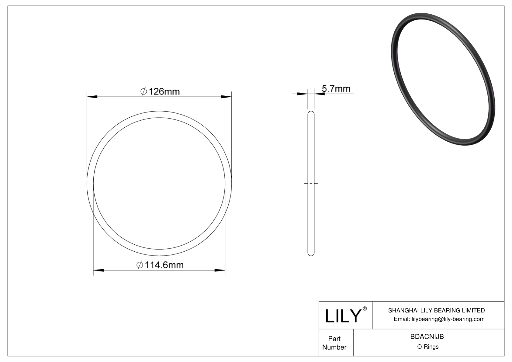 BDACNIJB Oil Resistant O-Rings Round cad drawing