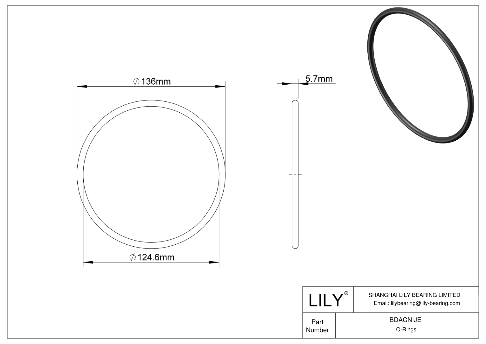 BDACNIJE Oil Resistant O-Rings Round cad drawing