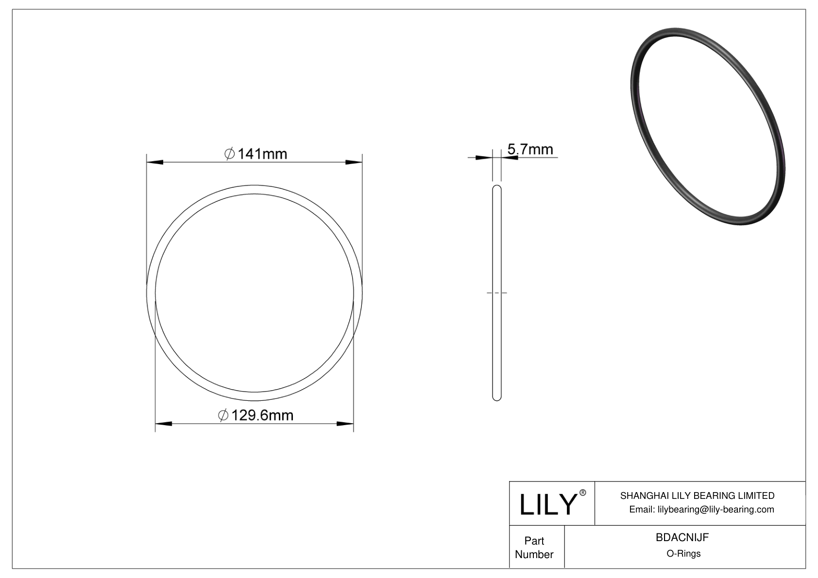 BDACNIJF Oil Resistant O-Rings Round cad drawing