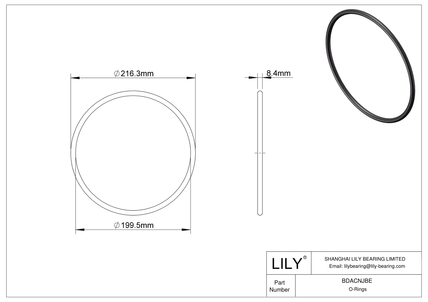 BDACNJBE Oil Resistant O-Rings Round cad drawing