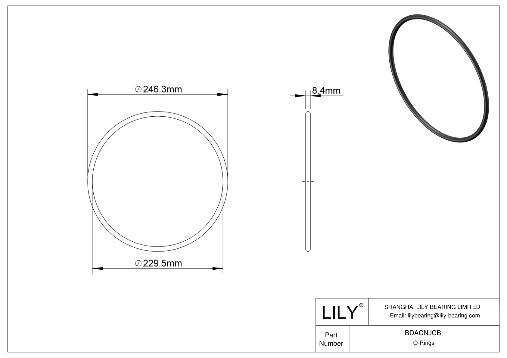 BDACNJCB Oil Resistant O-Rings Round cad drawing