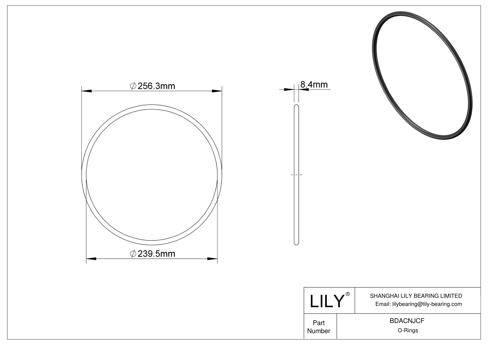 BDACNJCF Oil Resistant O-Rings Round cad drawing