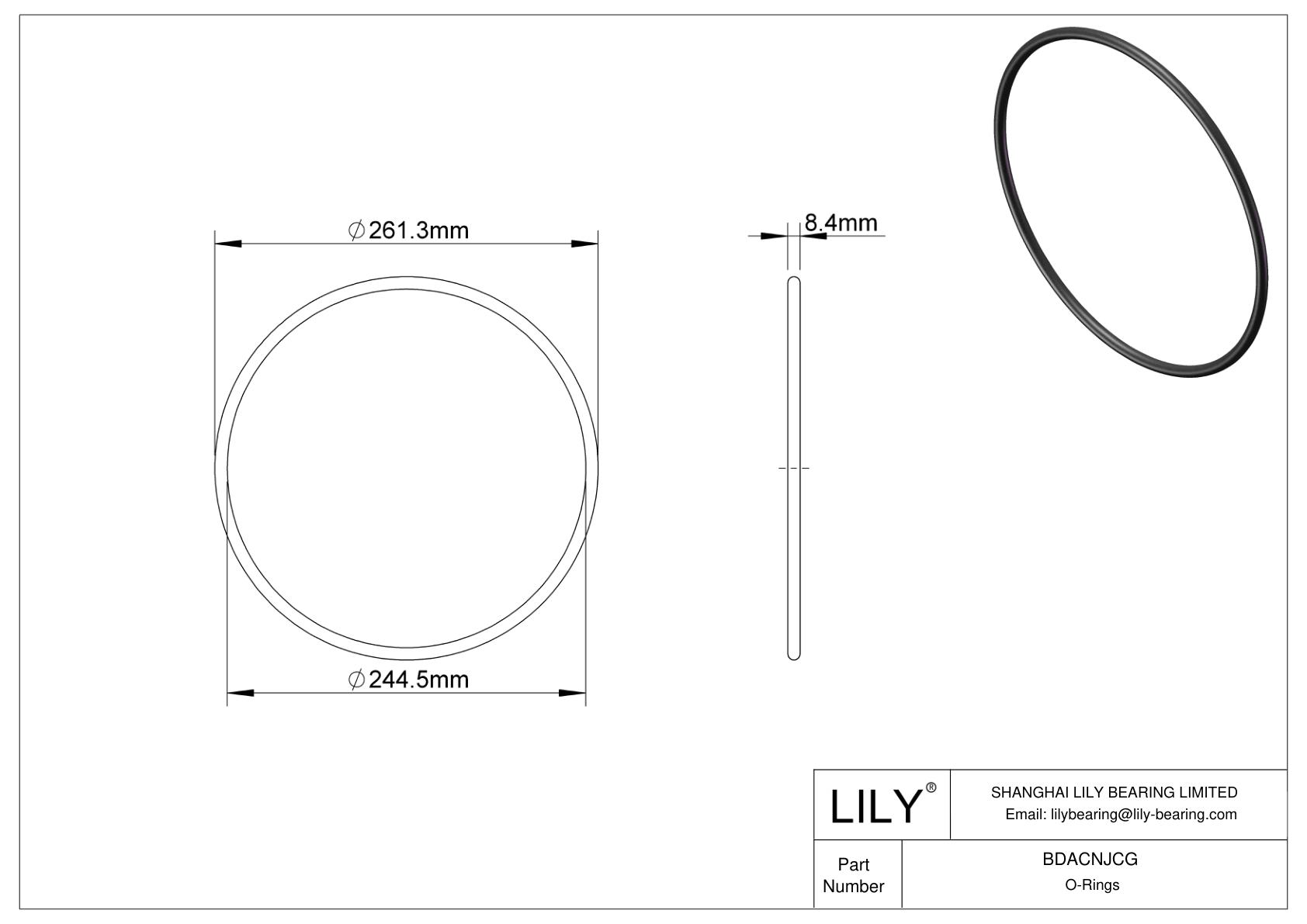 BDACNJCG Oil Resistant O-Rings Round cad drawing