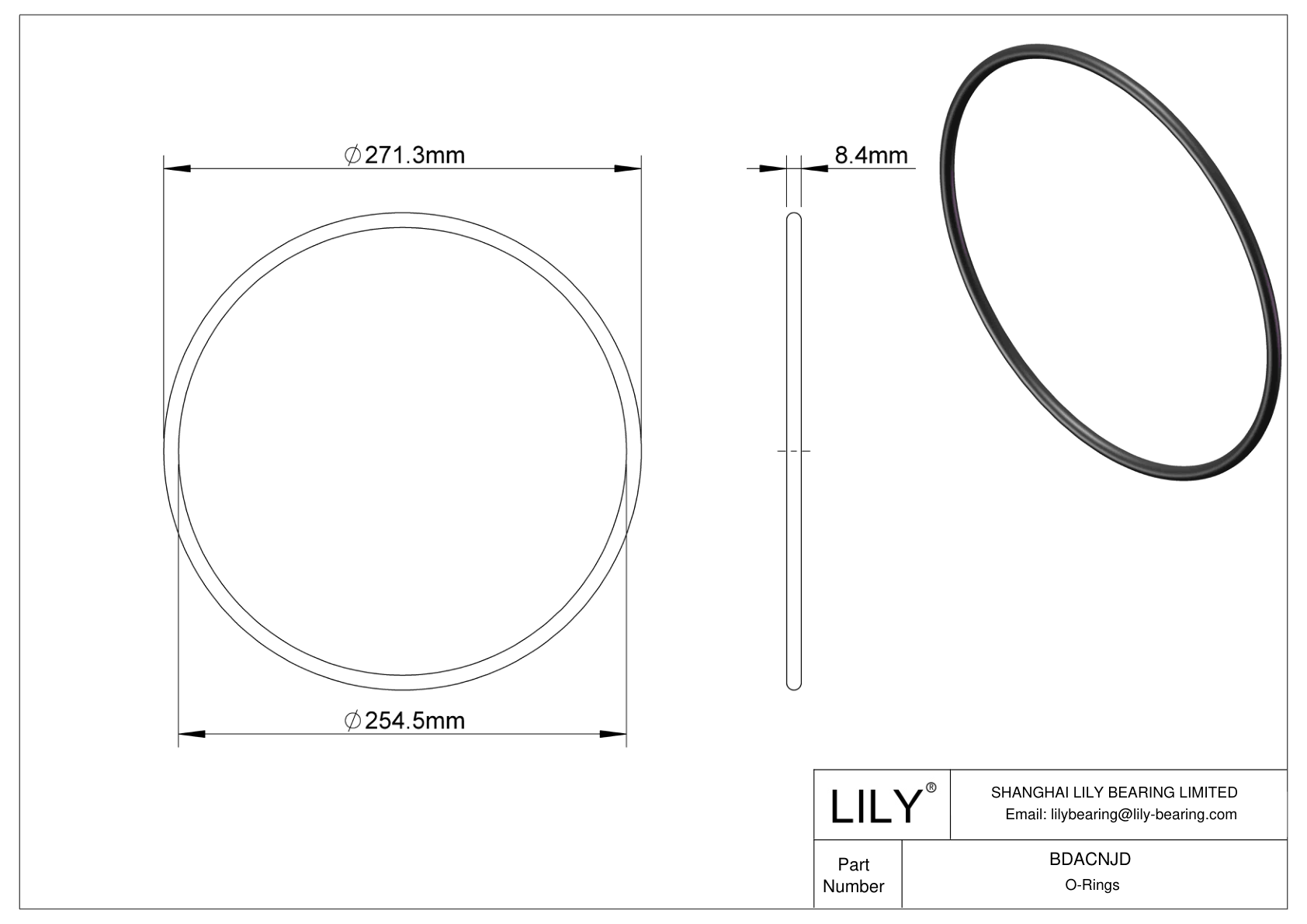 BDACNJD Oil Resistant O-Rings Round cad drawing