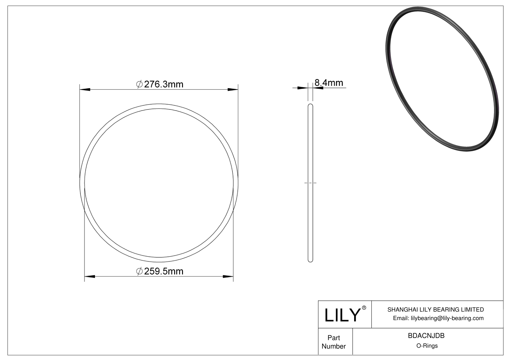 BDACNJDB Oil Resistant O-Rings Round cad drawing