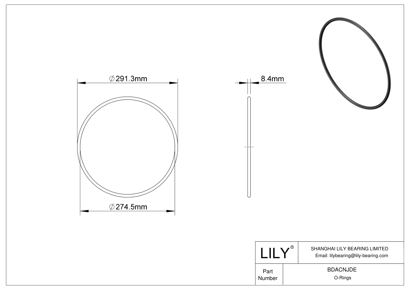 BDACNJDE Oil Resistant O-Rings Round cad drawing