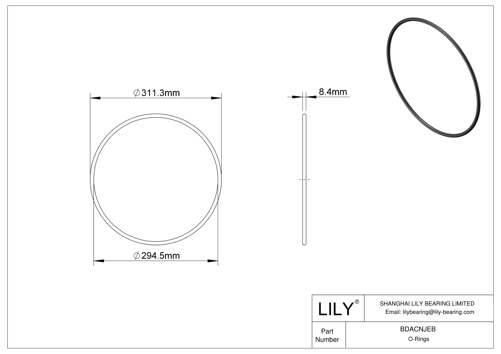 BDACNJEB Oil Resistant O-Rings Round cad drawing