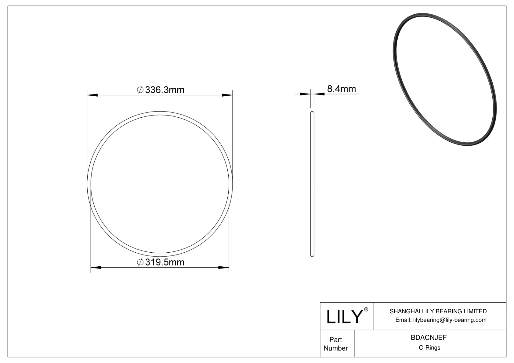 BDACNJEF Oil Resistant O-Rings Round cad drawing