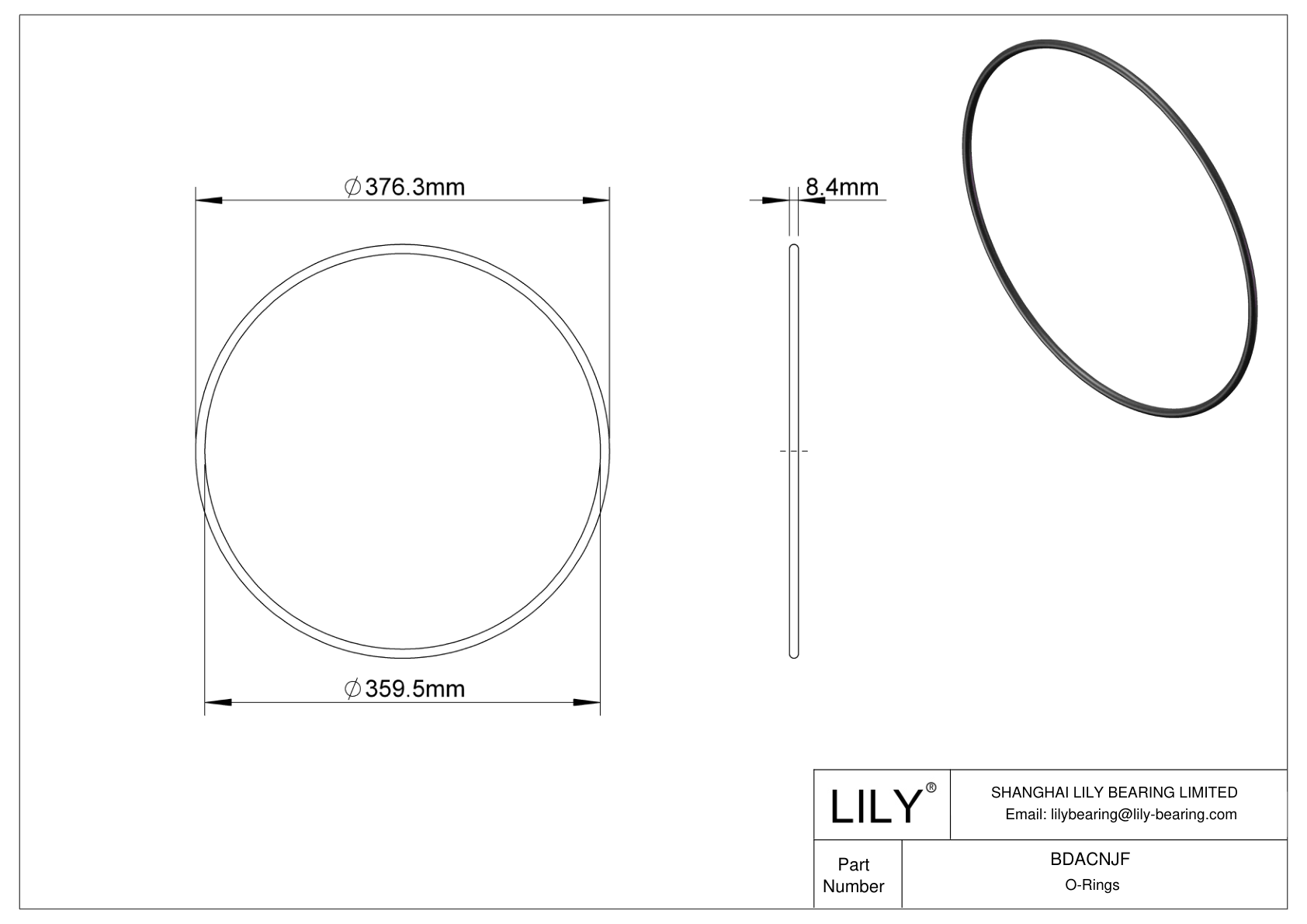 BDACNJF Oil Resistant O-Rings Round cad drawing