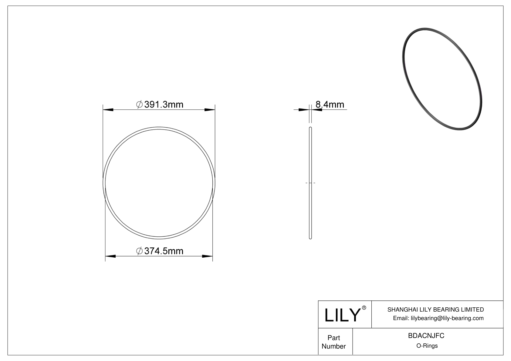 BDACNJFC Oil Resistant O-Rings Round cad drawing