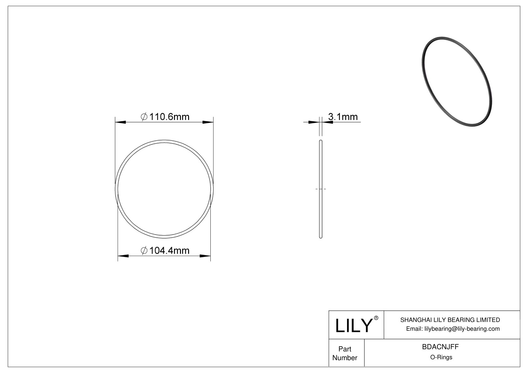 BDACNJFF Oil Resistant O-Rings Round cad drawing