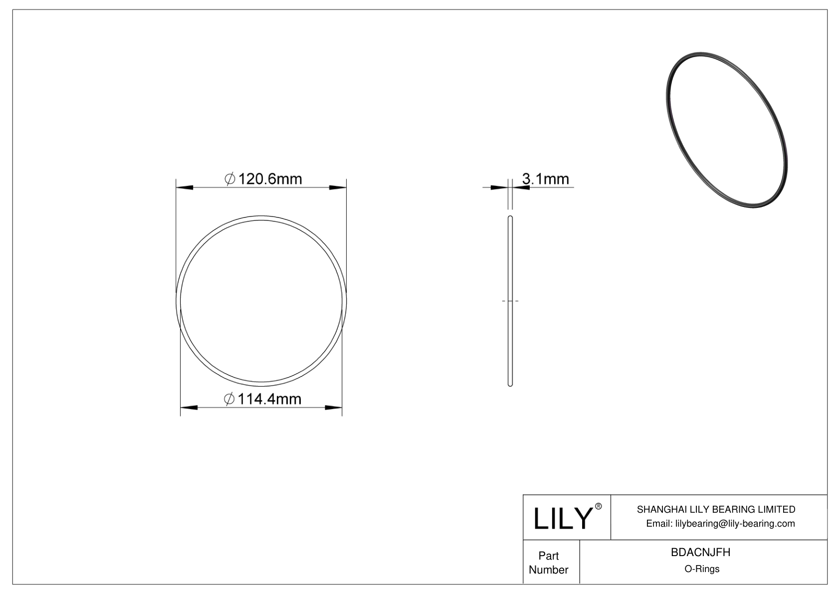 BDACNJFH Oil Resistant O-Rings Round cad drawing