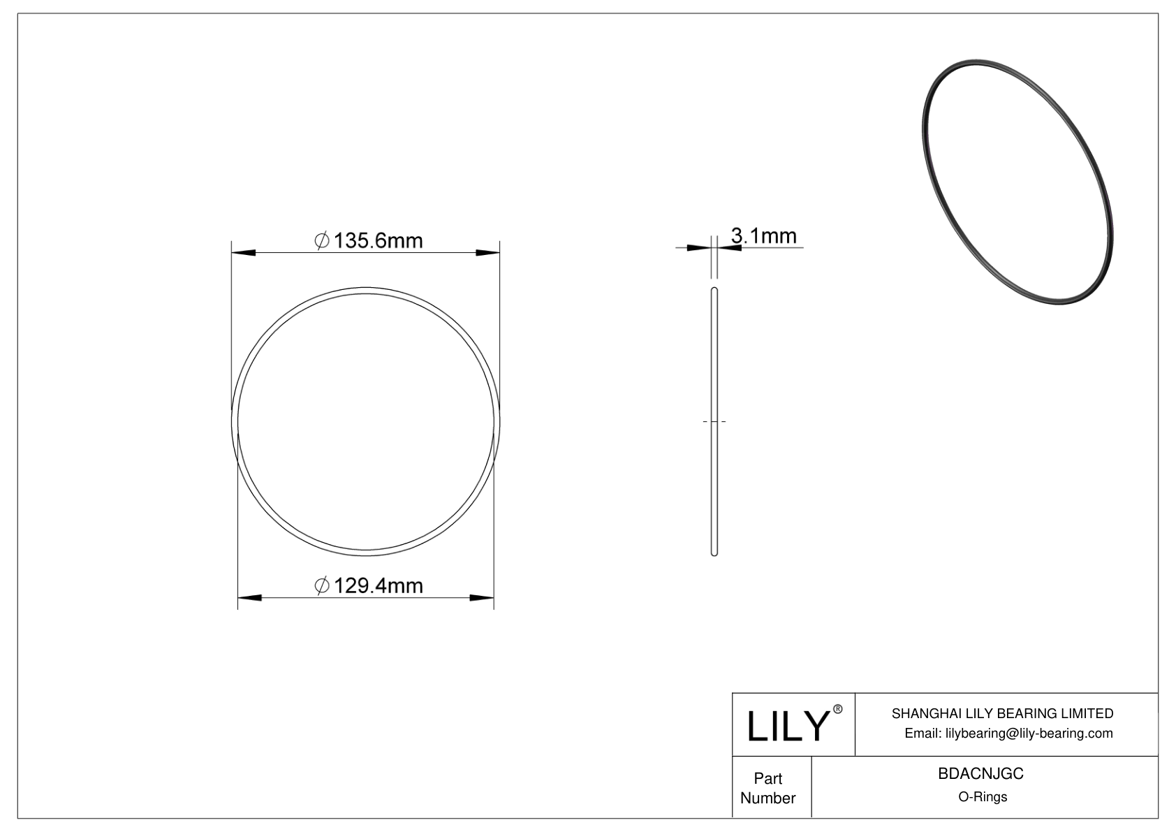 BDACNJGC Oil Resistant O-Rings Round cad drawing