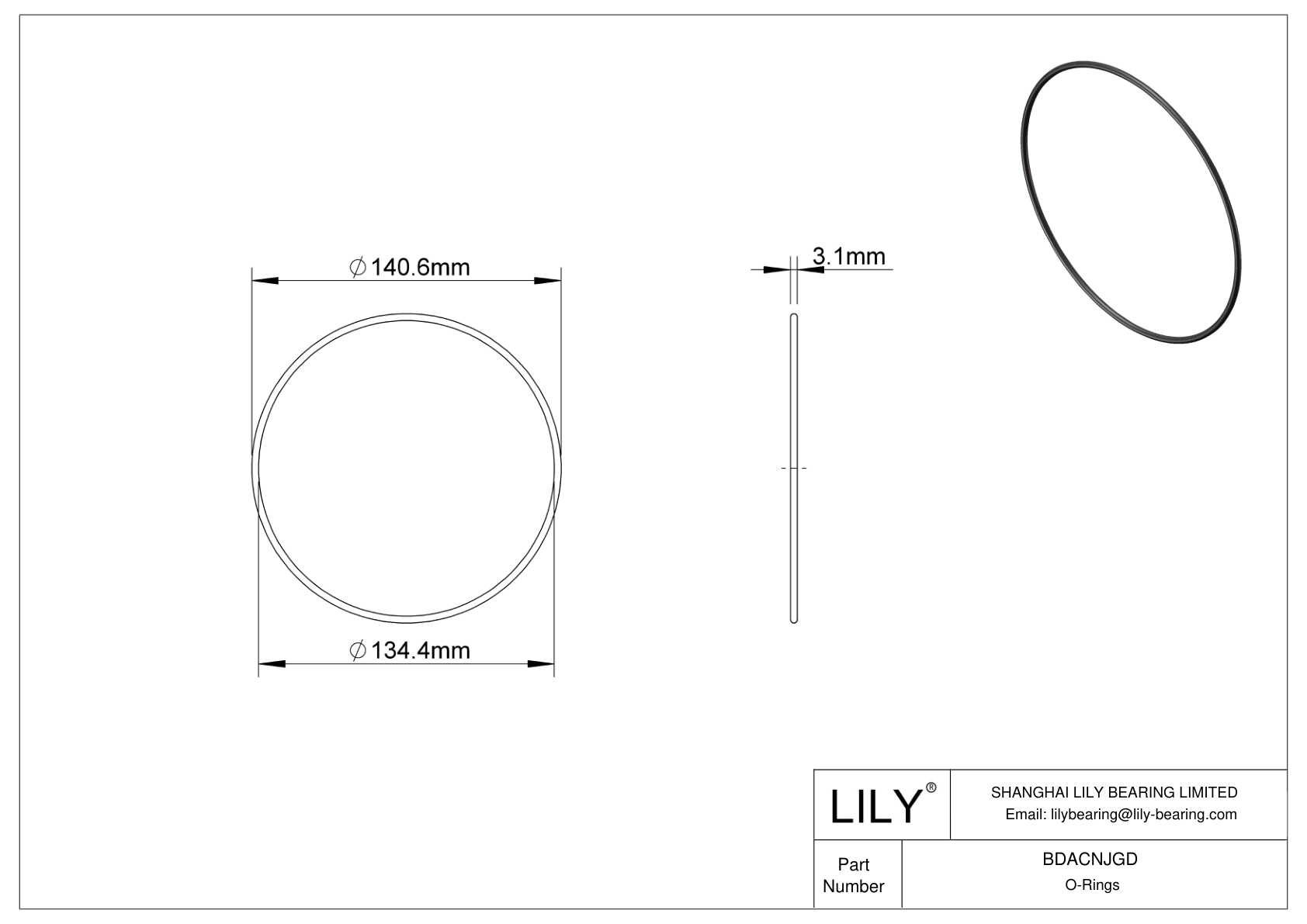 BDACNJGD Oil Resistant O-Rings Round cad drawing