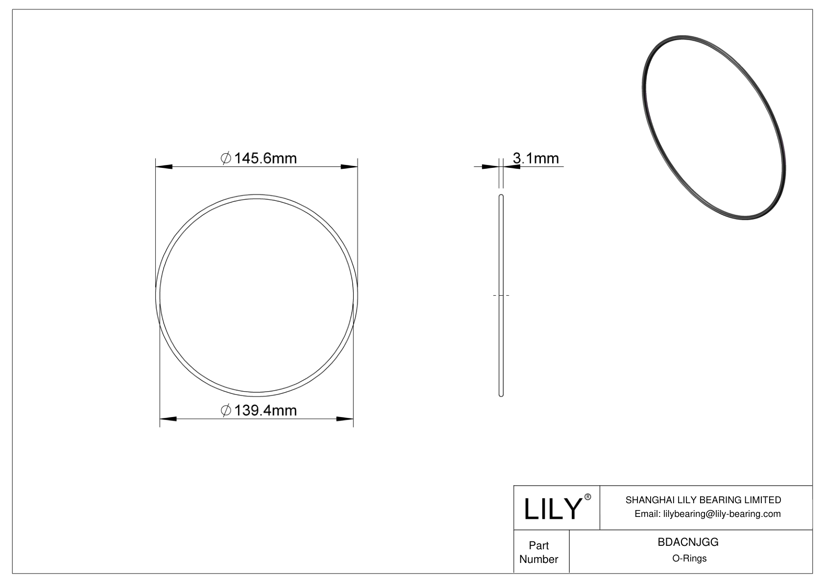 BDACNJGG Oil Resistant O-Rings Round cad drawing