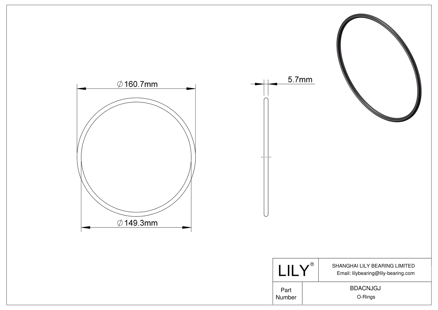 BDACNJGJ Oil Resistant O-Rings Round cad drawing