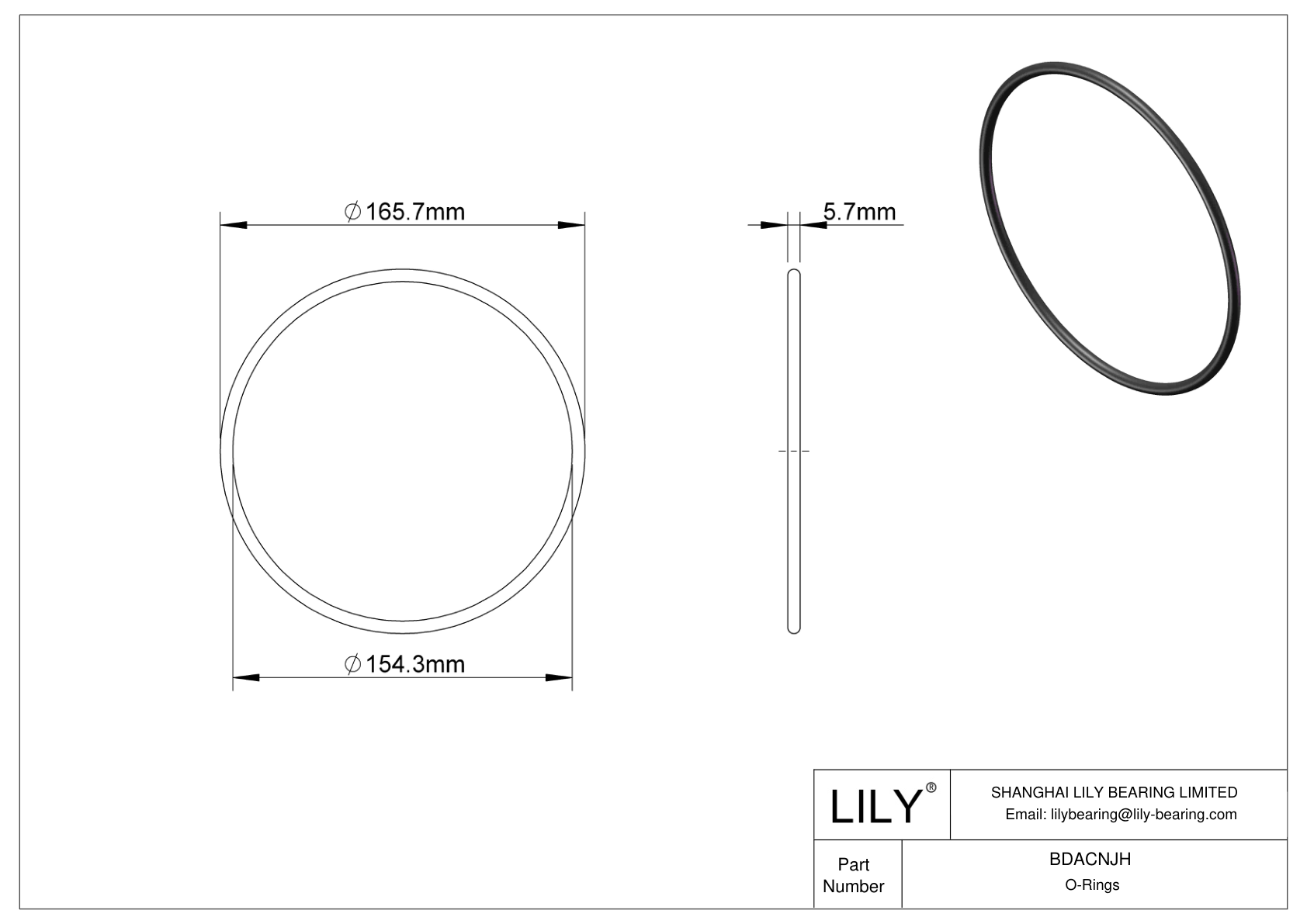 BDACNJH Oil Resistant O-Rings Round cad drawing