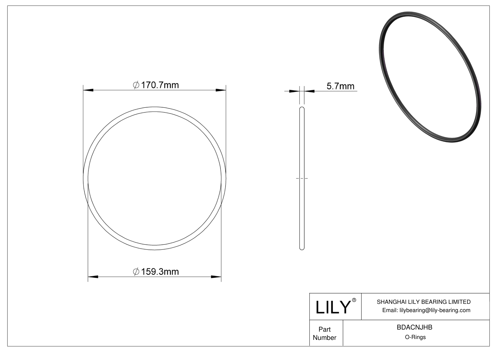 BDACNJHB Oil Resistant O-Rings Round cad drawing