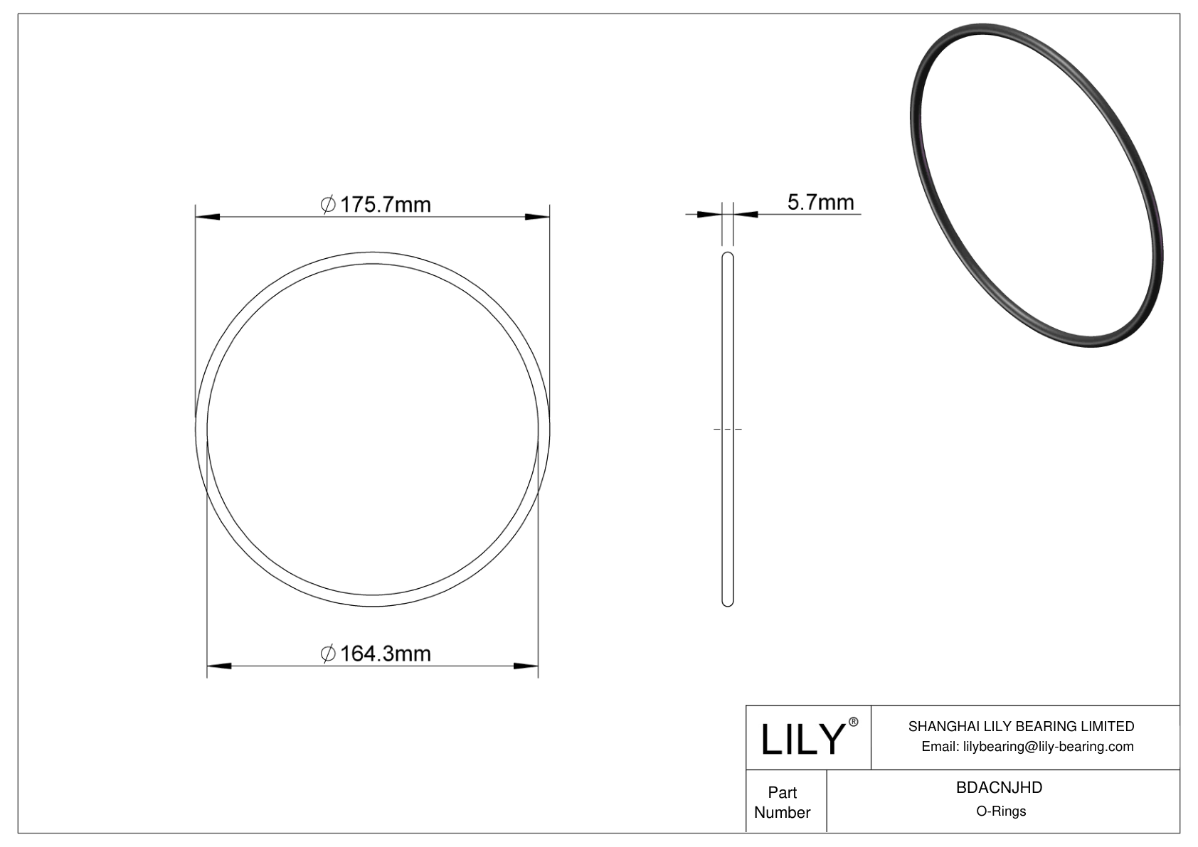 BDACNJHD Oil Resistant O-Rings Round cad drawing