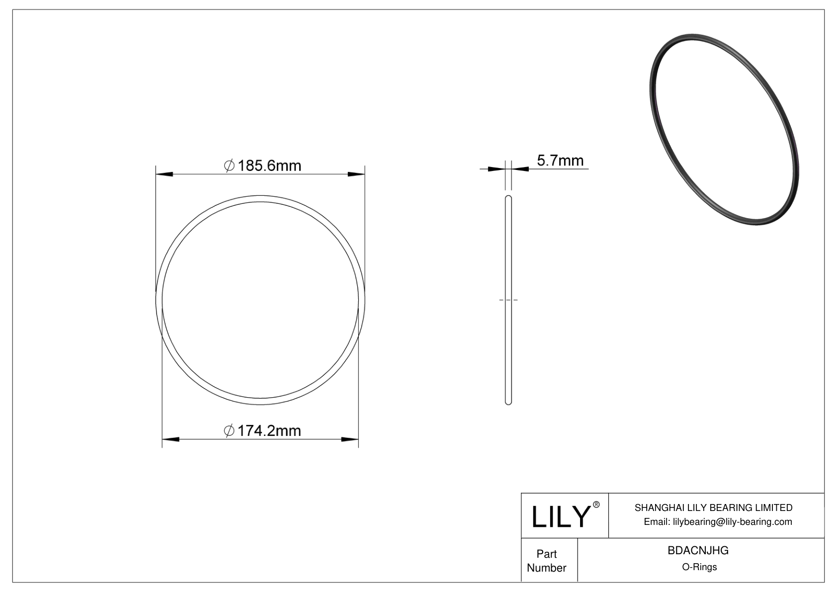 BDACNJHG Oil Resistant O-Rings Round cad drawing